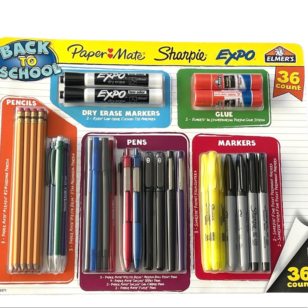 Newell Back To School Supplies Bundle Kit PaperMate Sharpie Expo Elmers 36 Count